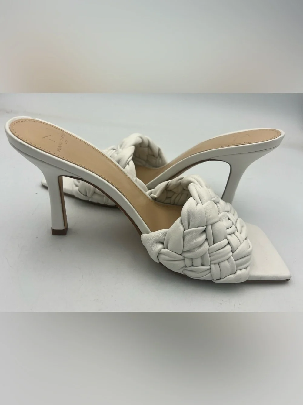MARC FISHER LTD Draya Slide Sandal Leather Upper Textured Braided Women’s Size 8